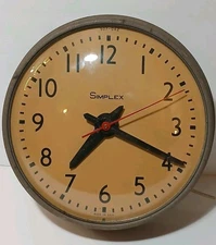 Simplex Industrial 11" WALL CLOCK Train Station Factory Gym 507-042 VTG 1970's
