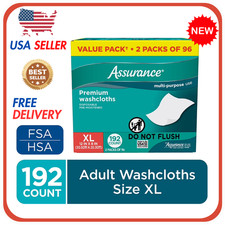 Assurance Premium XL Disposable Washcloths 192 Count - Extra Large Pre-Moistened