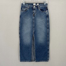 Vintage 90s Calvin Klein Denim Long Bias Pencil Skirt Size 3 Fit Like 28-29"W