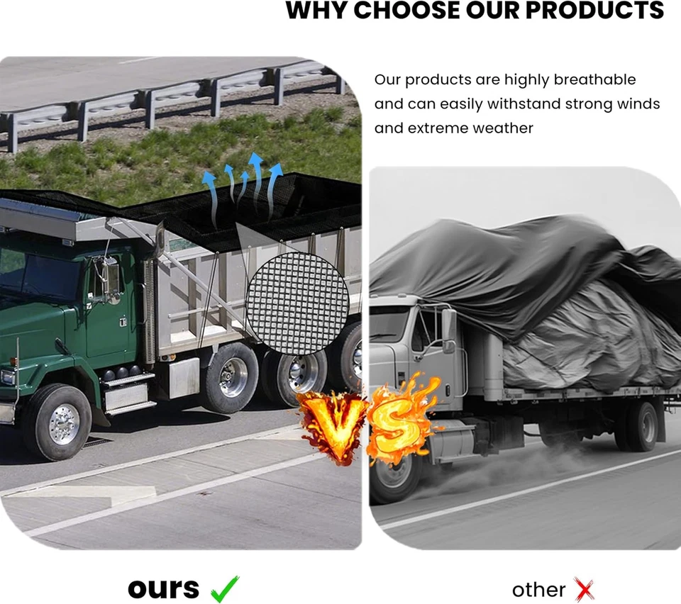 Dump Trailer Tarp 7'X22' - Heavy Duty Dump Truck Mesh Tarp with Double Pockets,R - Image 3 of 4