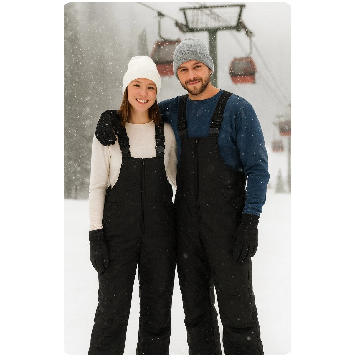 Polar Edge Snow Bib Overalls Black Insulated Waterproof Ski Snowboard Pants