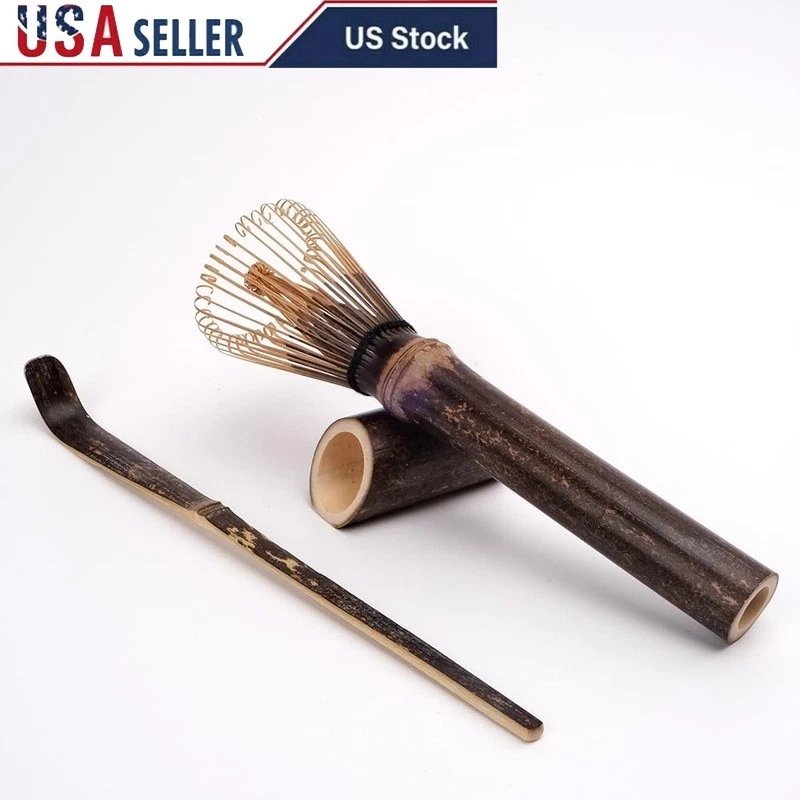 2PCS Bamboo Matcha Whisk Set Chasen Chashaku Eco-Friendly Tea Tools Frother New