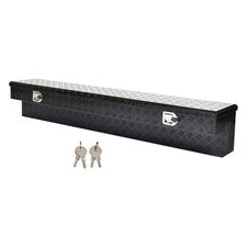 72-Inch Black Aluminum Side Mount Tool Box w/Paddle Latch For Truck Trailer UTV