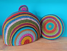 Handcrafted crochet tea cosy and stand cottage /granny core fabulous condition