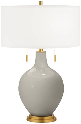 Color Plus Toby Brass 28" Modern Glass Requisite Gray Table Lamp