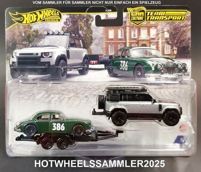 HOT WHEELS PREMIUM TEAM TRANSPORT ''2023 LAND ROVER DEFENDER 110 MIT JAGUAR'' NEU!