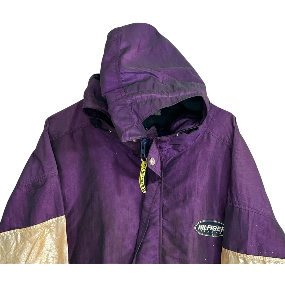 Vtg 90s Tommy Hilfiger Tennis Logo Spell Out Vintage Jacket Windbreaker XXL - Image 3 of 4