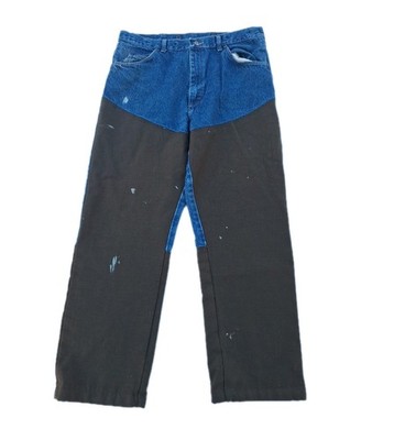 Vintage Wrangler Jeans Mens 38x30 Denim Pants Briar Brush Guard Workwear Paint
