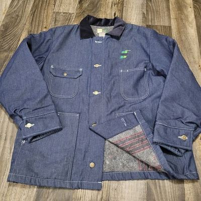 #ad Wearguard Denim Chore Coat Mens Large Regular Blanket Lined Corduroy Collar $48.00