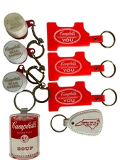 Campbells Soup Kids Vintage 8 Keychains Pork Beans RARE!