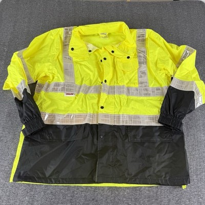 Kishigo ANSI Class 3 Hi Vis Rain Jacket RWJ100 Yellow Black L-XL