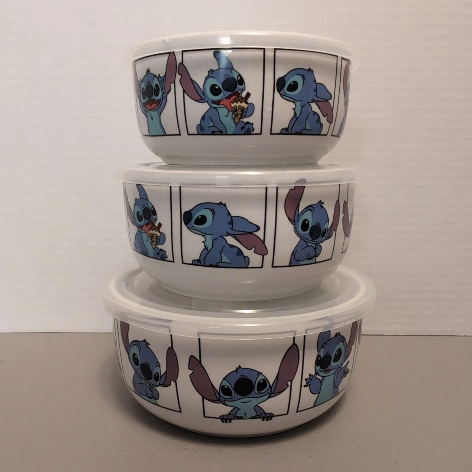 Disney Zrike Brands Stitch 3pc Ceramic Bowl Set Vented Lids Dishwasher Safe
Opens in a new window or