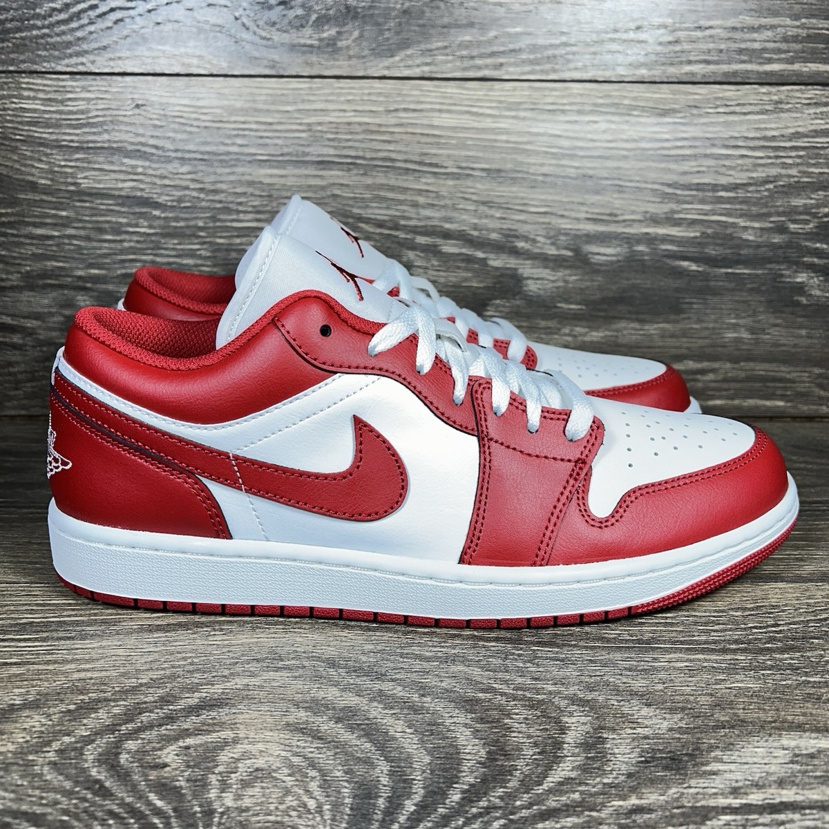 Nike Mens Air Jordan 1 Low White Varsity Red Athletic Shoe