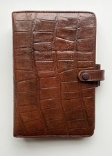 Vintage Filofax Dundee Organizer Personal Size Brown Calf Leather Croc Embossed
