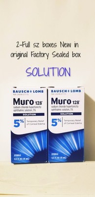 Bausch+Lomb Muro 128 Ophthalmic 5% SOLUTION 2-Full Sz Boxes New In Original Box 