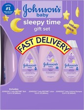 Johnson'S Baby Sleepy Time Gift Set with Calming Bedtime Bath Wash, Lotion  Sha