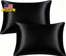 ,Luxury Satin Pillowcase with Zipper Silky Satin Pillow Case for Hair Set of 2