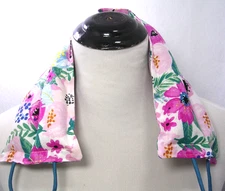 Hot Pack Therapy Neck Wrap Rice Flax Pink Floral Print 5 x 20 w/handles