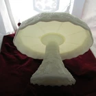 Vintage Milk Glass Pedestal Cake Stand..10" Grape Panel Design..Scallop Edge