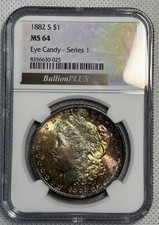1882-S Morgan Dollar NGC MS64 Eye Candy Series 1 BullionPLUS Rainbow Toned