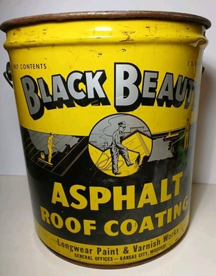 1950s Huge Vintage Black Beauty Paint Can Longwear Paint Kansas City MO 5 Gallon