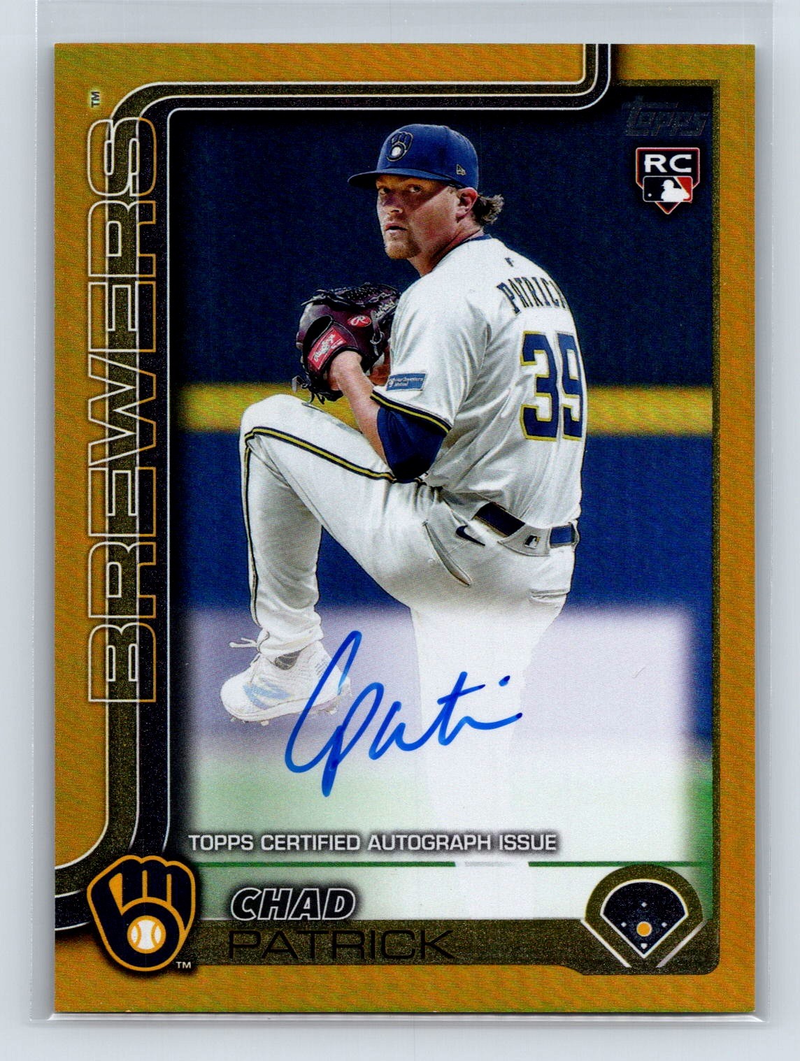 2025 Topps Update Chad Patrick Gold Real One Auto On Card /50 RC