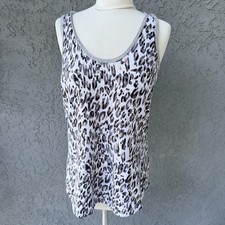 LIVE LOVE LOUNGE Karen Neuburger SOFT Gray animal print pajama top LARGE