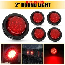 2" Round 9 Red LED Side Clearance Marker Light W/ Black Grommet Truck UTV 5-25X