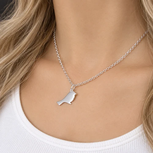 Silver Robin Bird Necklace - Songbird Charm Pendant - Nature Bird Lover Jewelry image 3