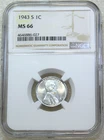 1943-S Lincoln Steel Cent NGC MS66 Bright Frosty Luster, PPQ New Holder #V335L