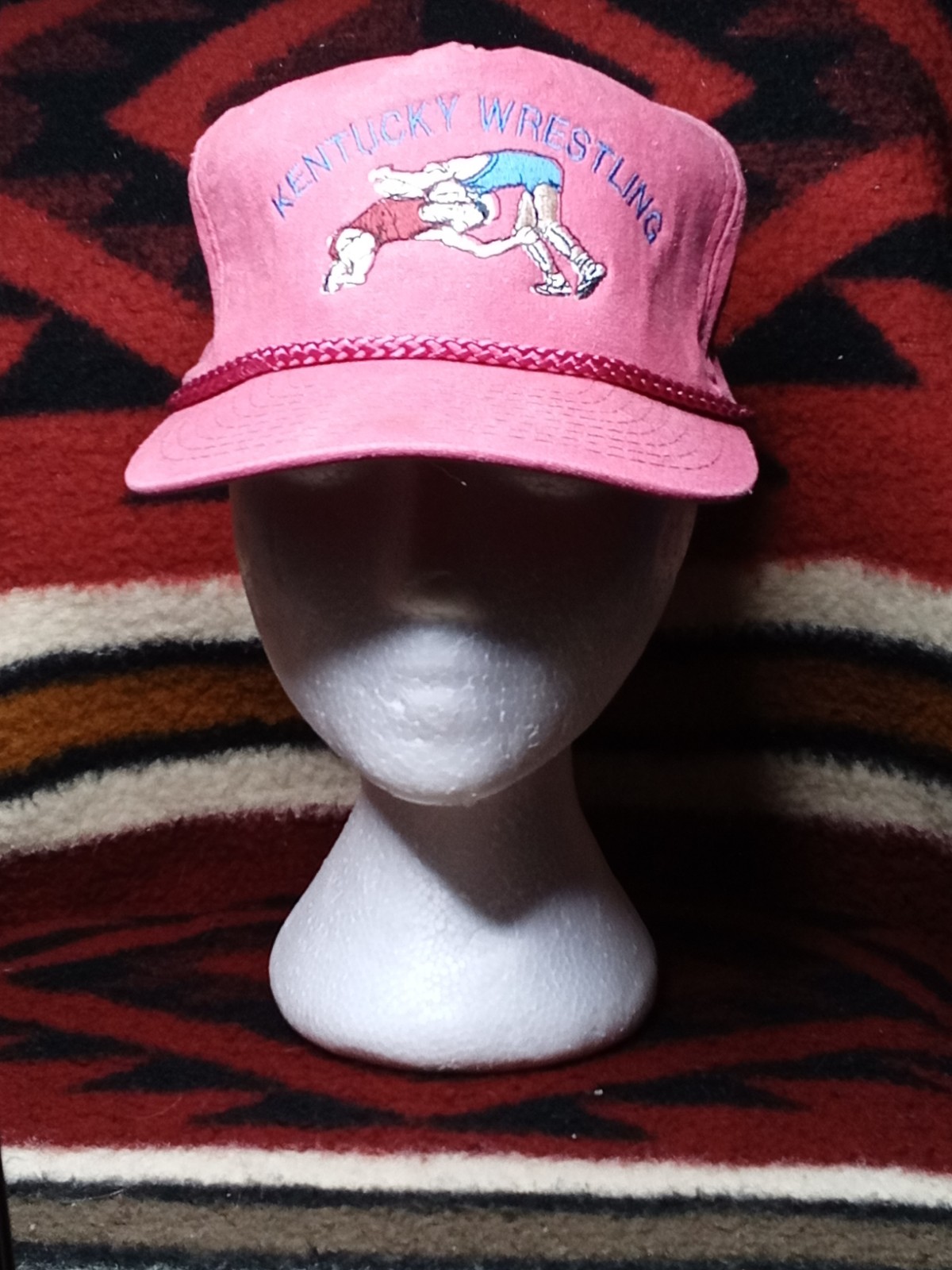 VTG Kentucky Wrestling Sun Faded Distressed Red Trucker Snapback Embroidered Hat