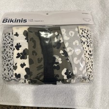 NEW OLD NAVY Girls Bikinis Panties, Large, 7 Pack, Black/Grey/White Print