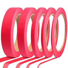 5 Rolls Pinstripe Tape - Masking 1/16", 1/8", 1/4", 1/2", 3/4" - Red