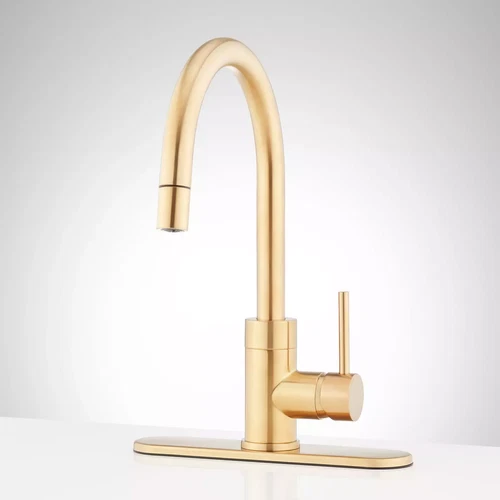 Signature Hardware Ravenel 1 hole Pull Down Bar Faucet Brushed Gold SHXCRA137BG - Picture 2 of 8