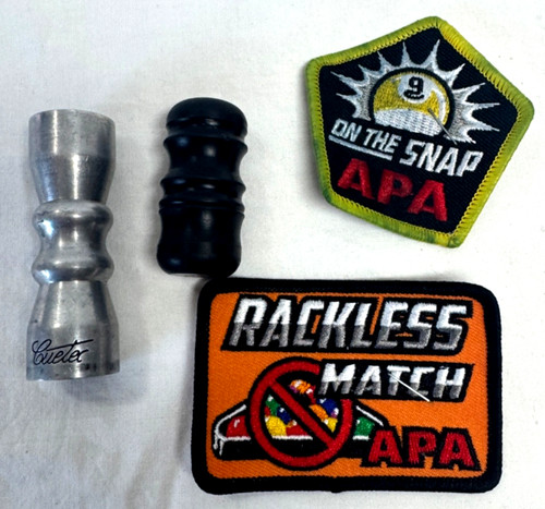 BILLIARD POOL CUE SHAPER / SCUFFER / TIP PICK  + JOINT THREAD CAP + 2 PATCHES
