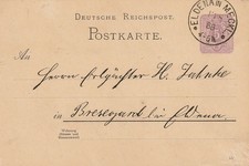 K1 ELDENA IN MECKL. (OPD Schwerin ) a. Postkarte 1888