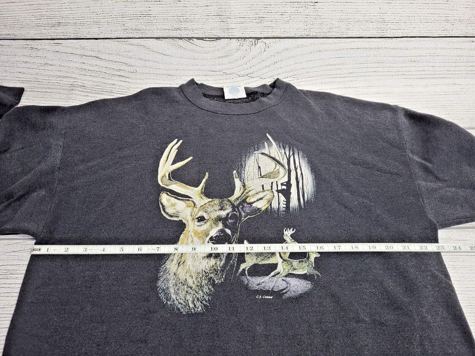 Vintage 90s C.J. Conner Deer Graphic Print Sweatshirt Santee Tag Size XL USA