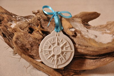 COMPASS Nautical Rose Made with Sand Tropical Beach Ornament