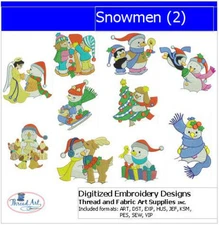 Embroidery Design Set - Snowmen(2) - 10 Designs - 8 Formats - USB Stick
