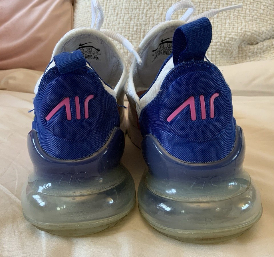 Nike Air Max 270 White Pink Blue & Yellow Tick Trainers UK 5.5 EU 39 eBay