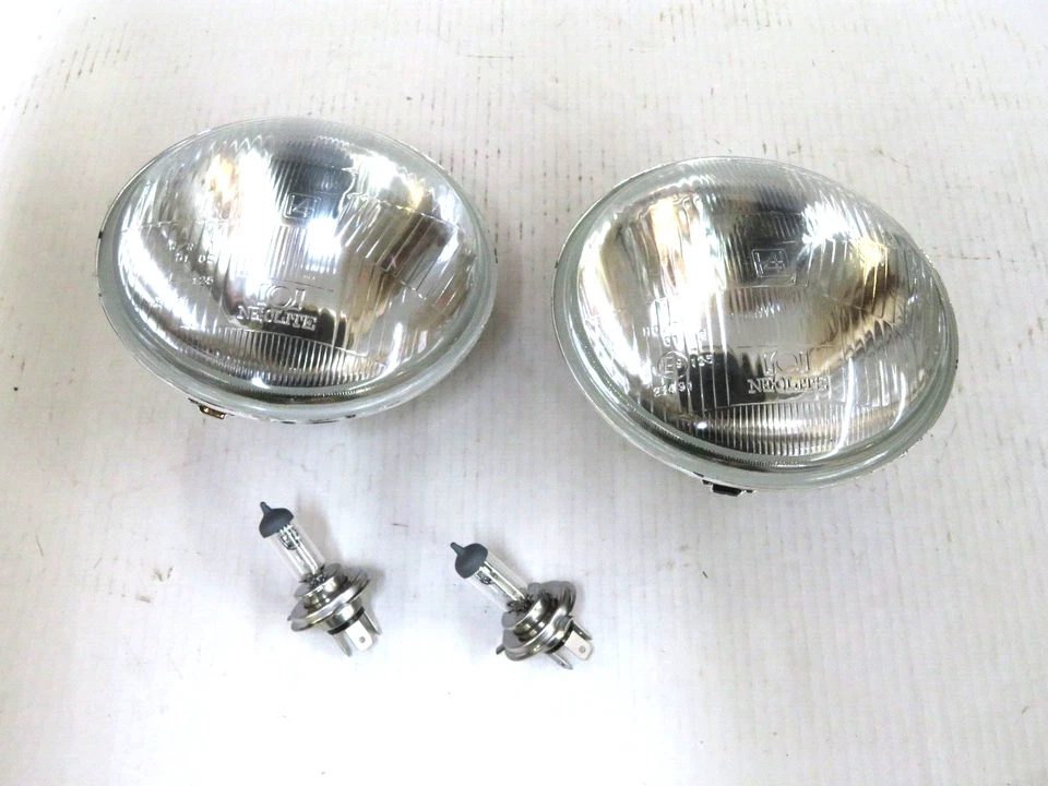 Par de faros de 7 pulgadas con bombillas Jaguar Austin Healey Triumph Morgan Foto 4 de 4