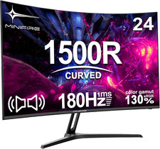 Minifire 24 Inch Curved Gaming Monitor 180Hz, 1Ms, 130% Srgb, with Speakers, HDR