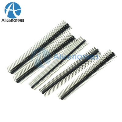 50PCS 2.54mm 2 x 40 Pin Male Double Row Right Angle Pin Header Strip