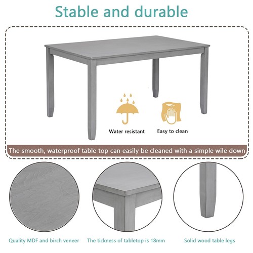 6 Piece Dining Sets,Wooden Dining Table with 4 Upholstered Chairs and a Bench - Picture 6 of 24