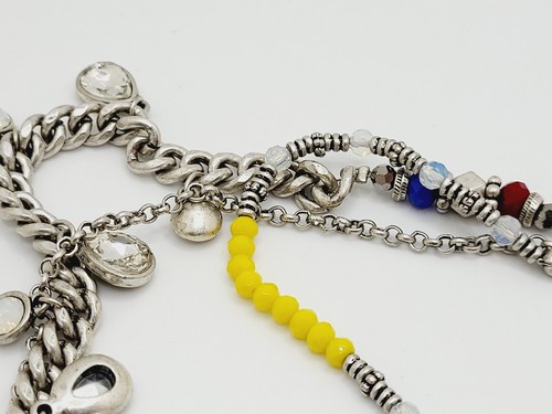 Premier Designs Layer Necklace Rhinestone & Glass Dangle Stone Beads Silver Tone - Picture 15 of 17