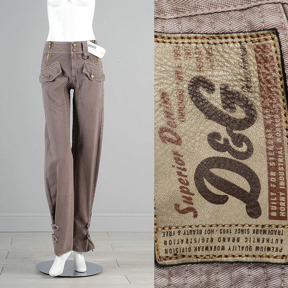 24x38 Dolce Gabbana Pants Designer Taupe Twill Supermodel 24x38 Dolce Gabbana Pants Designer Taupe Twill Supermodel