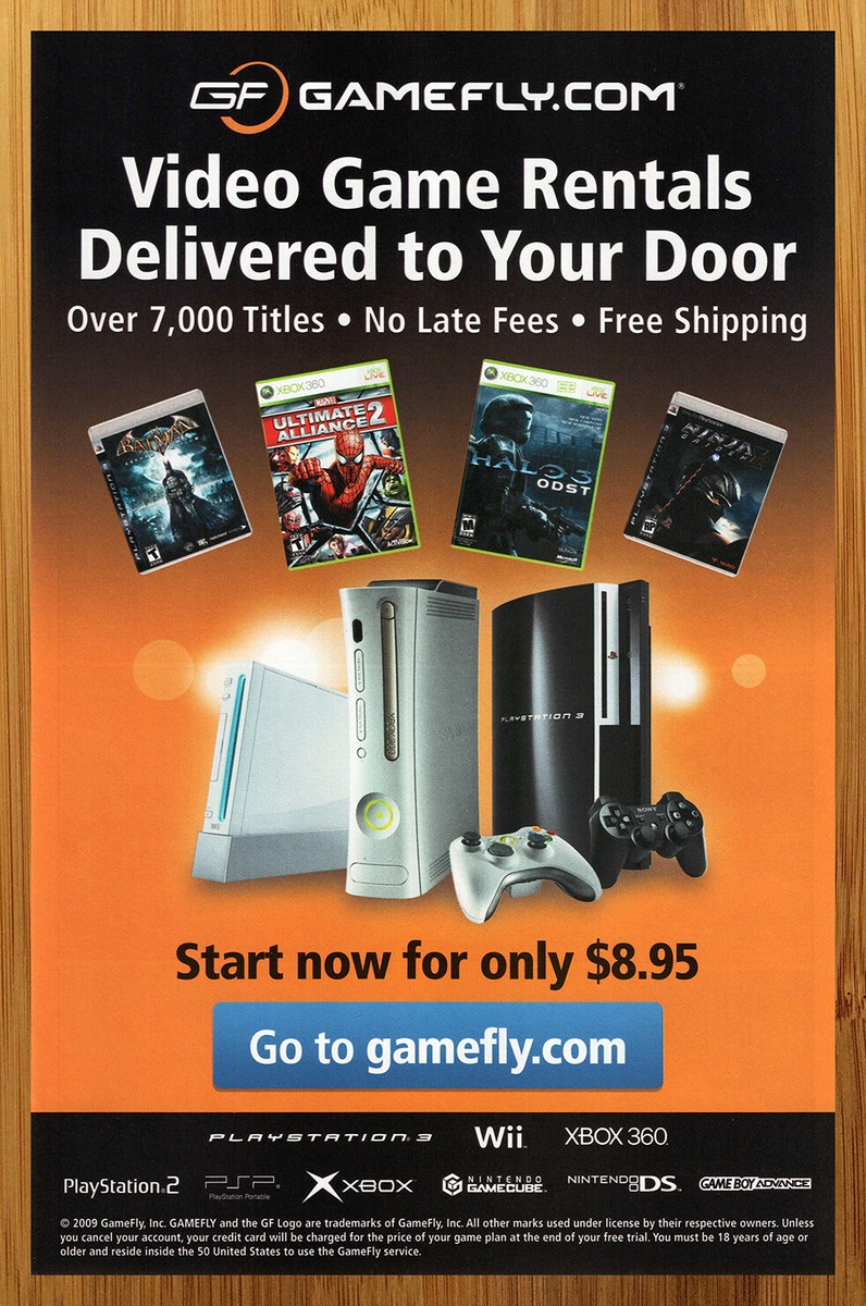 2009 Video Game Rentals Print Ad/Poster PS3 Xbox 360 Wii Halo 3 