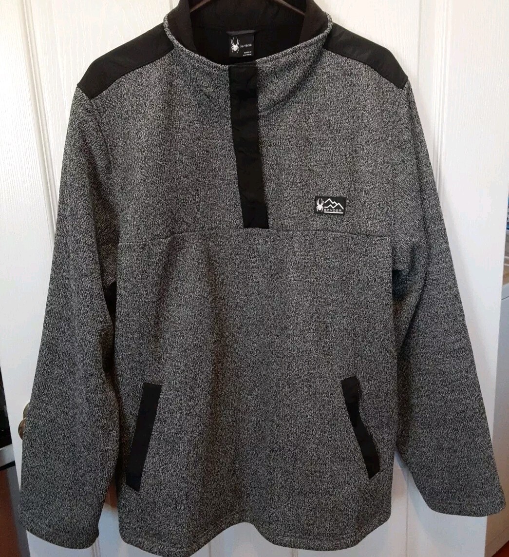 Spyder Soft Shell Knit Jacket Snap Pullover Black… - image 2