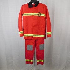 Fire Chief Kids Firefighter Halloween Costume Top Pants Hat 4-7 Small