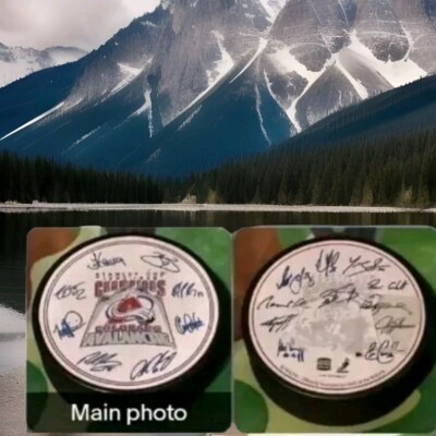 1995-96 COLORADO AVALANCHE STANLEY CUP CHAMPIONS FOTOPUCK NHL PUCK VTG MADE= 